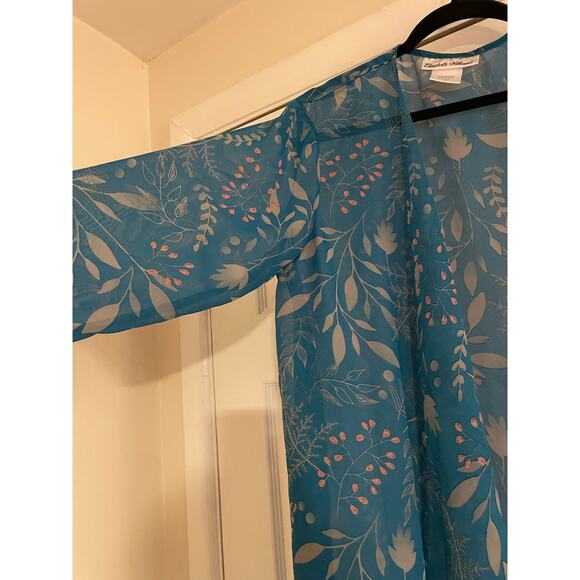 Open front light weight artsy fairy whimsical 3/4 sleeve coverup Petite medium - Picture 3 of 7